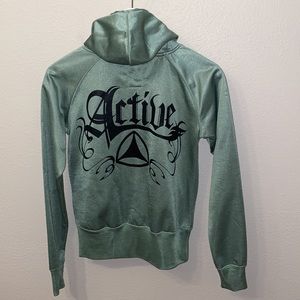 Vintage Active Skate shop Hoodie size small zip up green‎